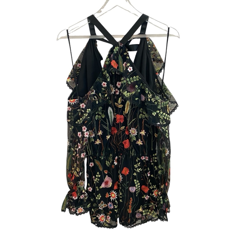 Alexis Brenna Floral Embroidered Romper in Black Garden Size Small - Picture 5 of 9